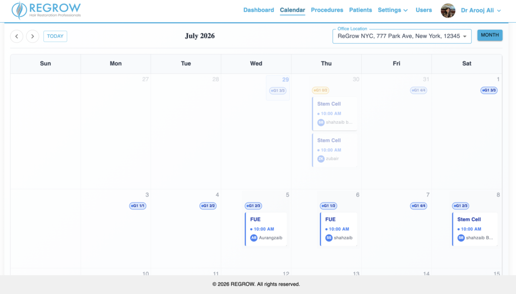 Regrow Healthcare Clinic Operations and Practice Management Platform