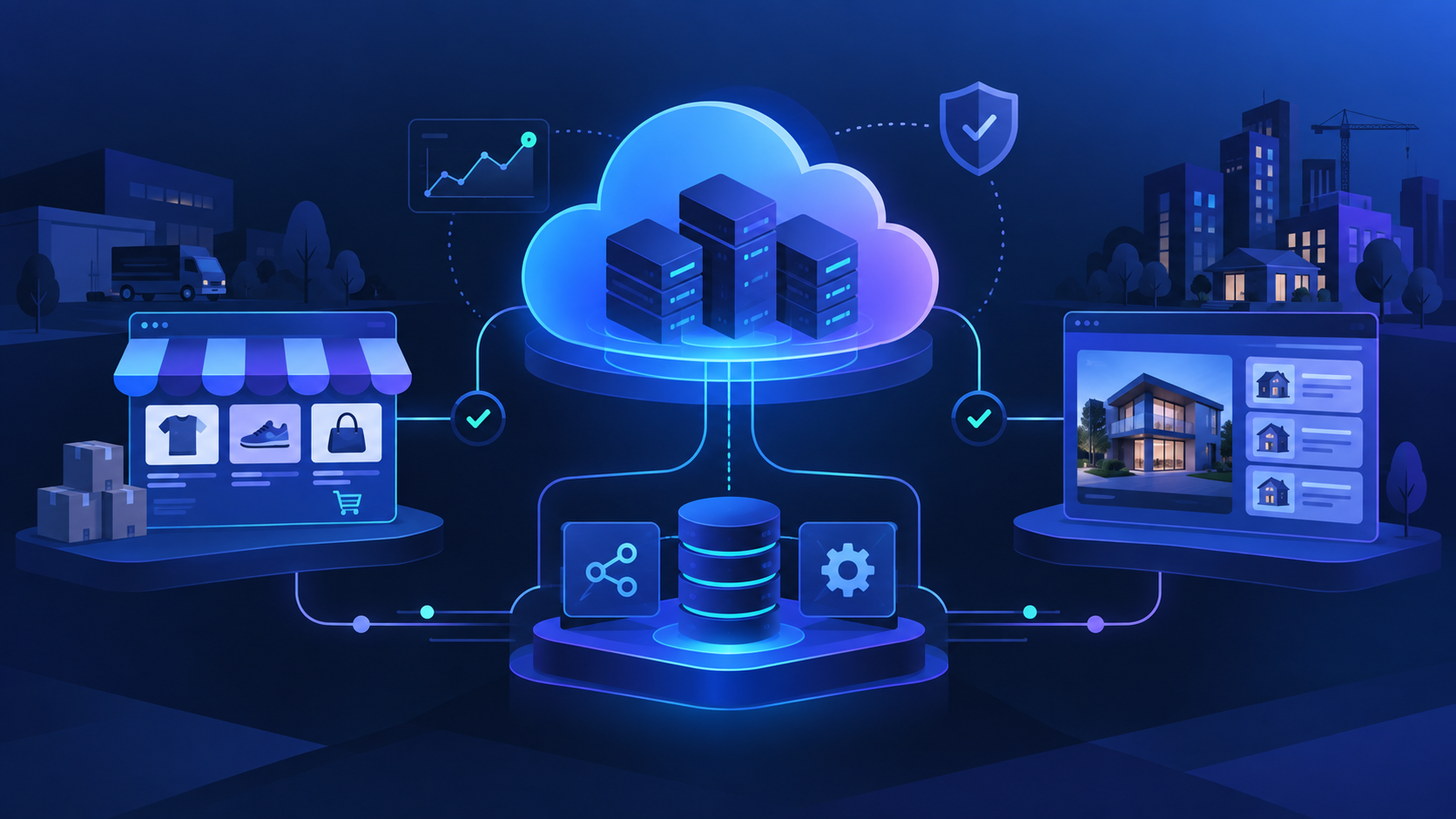 Cloud infrastructure and DevOps services connecting commerce and real estate platforms